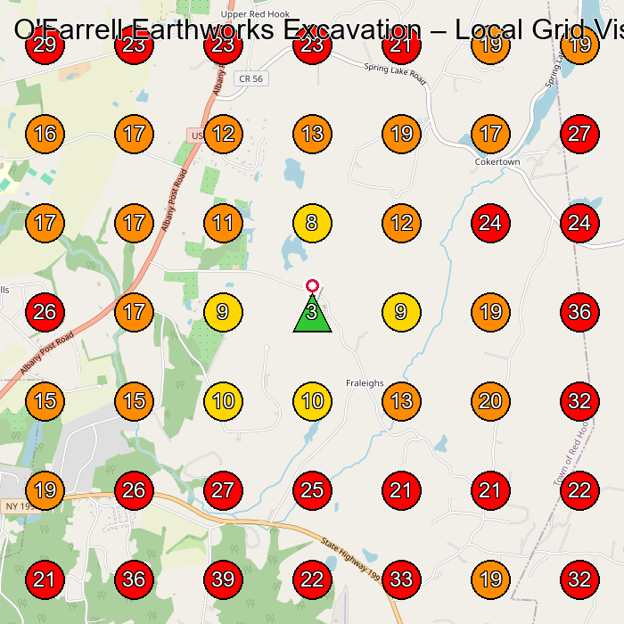 O'Farrell Earthworks Excavation GeoGrid visibility map for Phone Repair Service in None